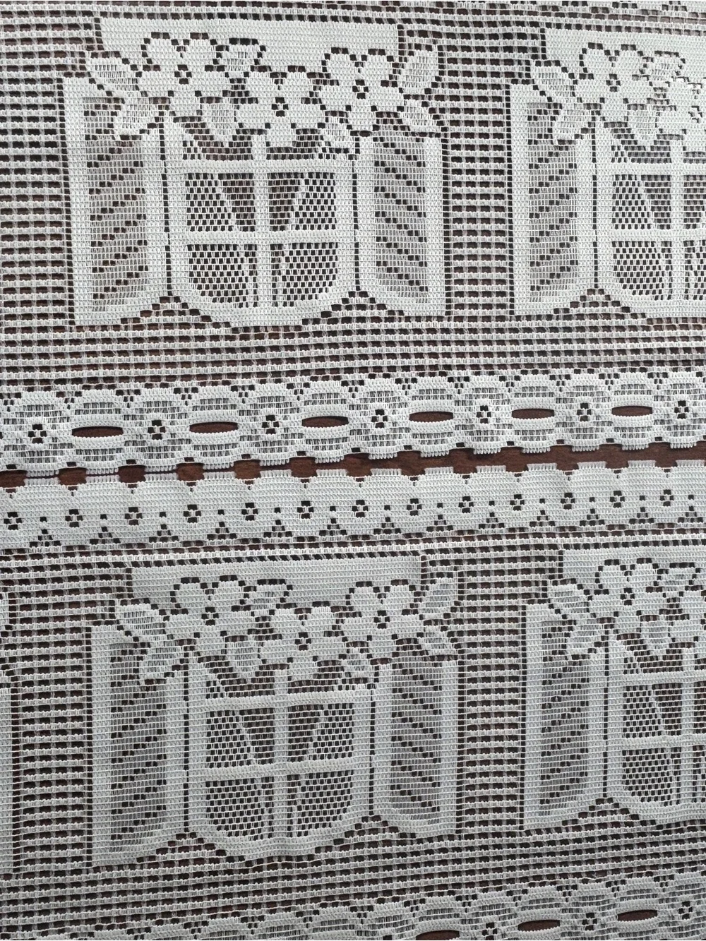 White Floral Lace Window Curtain Panel - Delicate Crochet Design